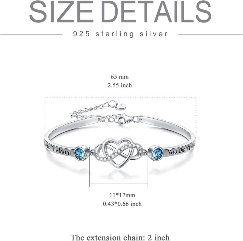 AOBOCO 925 Sterling Silver Adjustable Infinity Heart Bangle Bracelet for Sister Best Friend Daughter Mom Grandma Granddaughter Daughter in Law Godmother Goddaughter Stepmom Stepdaughter - Image 4